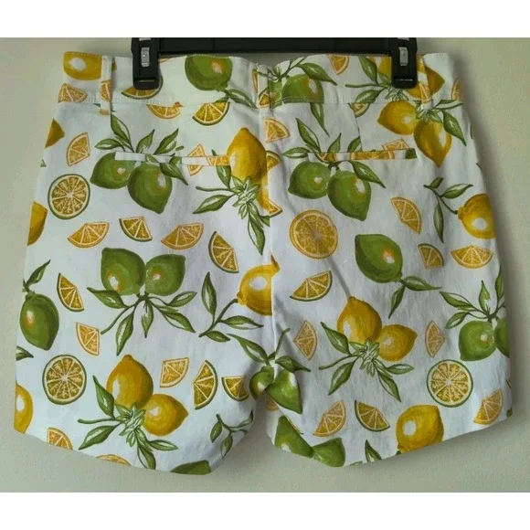 Isaac Mizrahi Women's‎ 10 Lemon Lime Print Shorts Stretch Cotton Blend 5" Inseam - Picture 2 of 6